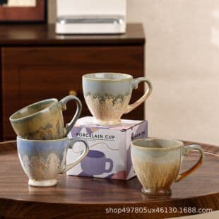 Kiln-Transformation Glaze Ceramic Mug, High-End Gradient Color Tea Cup, Afternoon Tea Cup, Coffee Couple Mug