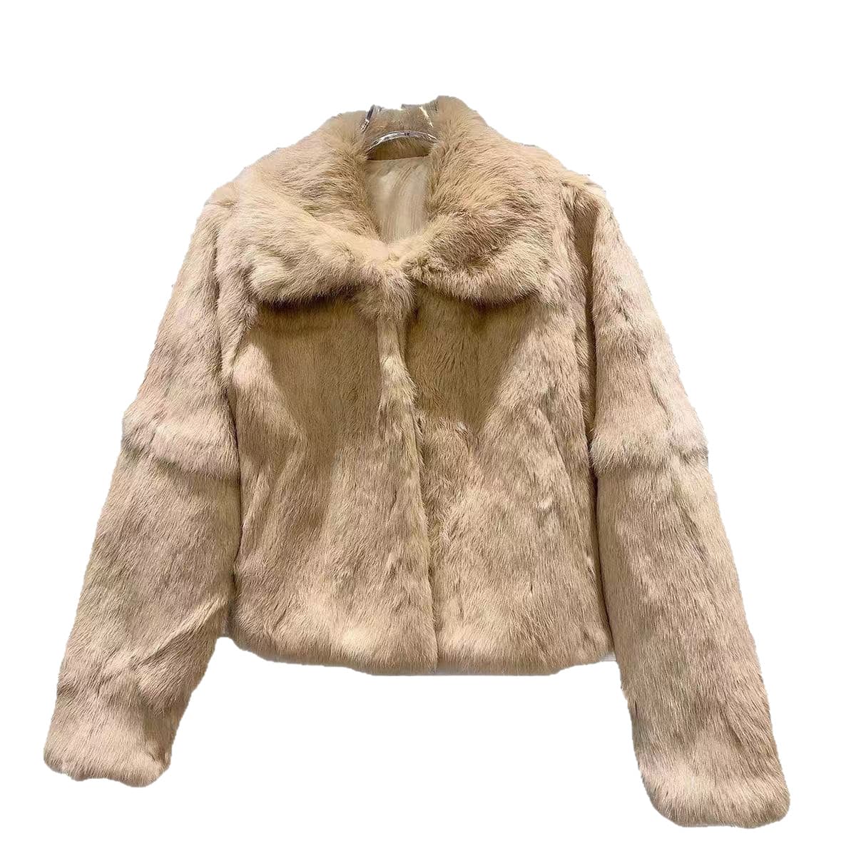 Old Money Style Full Leather Rabbit Fur Shearling Coat Short Women's Stand-Flip Collar Autumn Winter Spring Warm Women's Wear Wholesale Supported