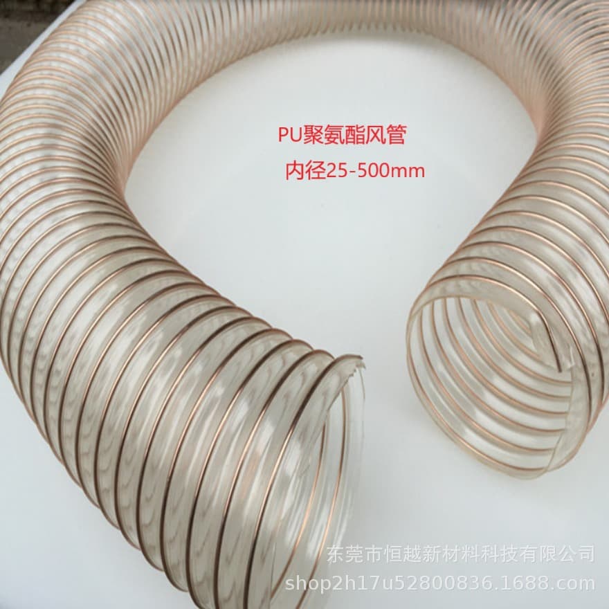 PU Polyurethane Air Duct Woodworking Exhaust Dust Collector Fan Threaded Steel Wire Hose, Wear-Resistant Transparent Ventilation Pipe