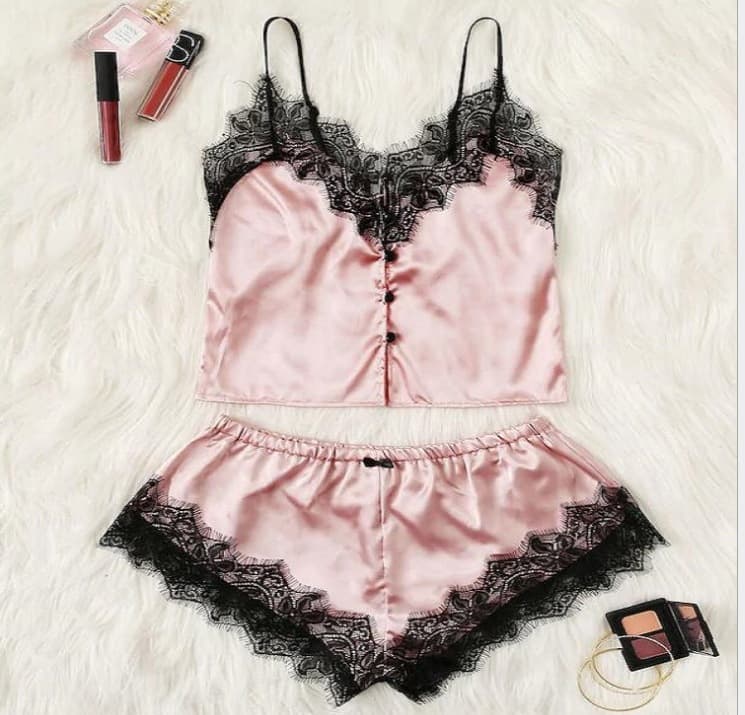 Wholesale New European and American Lingerie Homewear Two-Piece Set Fashionable Comfortable Lace Trim Pajama Set