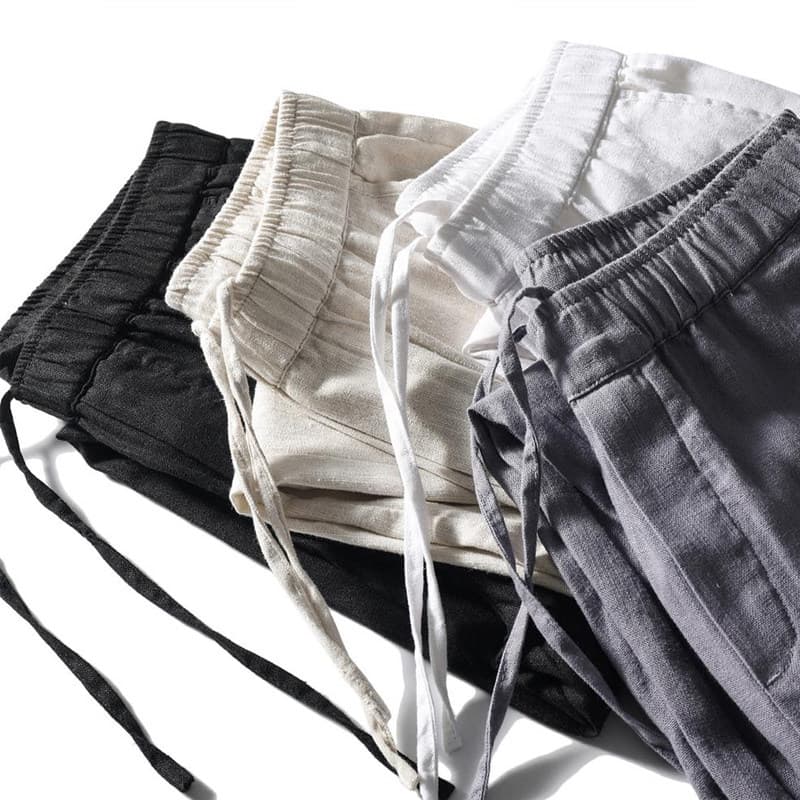 Premium Imported Linen Pants for Men Summer Thin Ramie Straight Casual Loose Fit Large Size Cotton Linen Wide Leg Pants