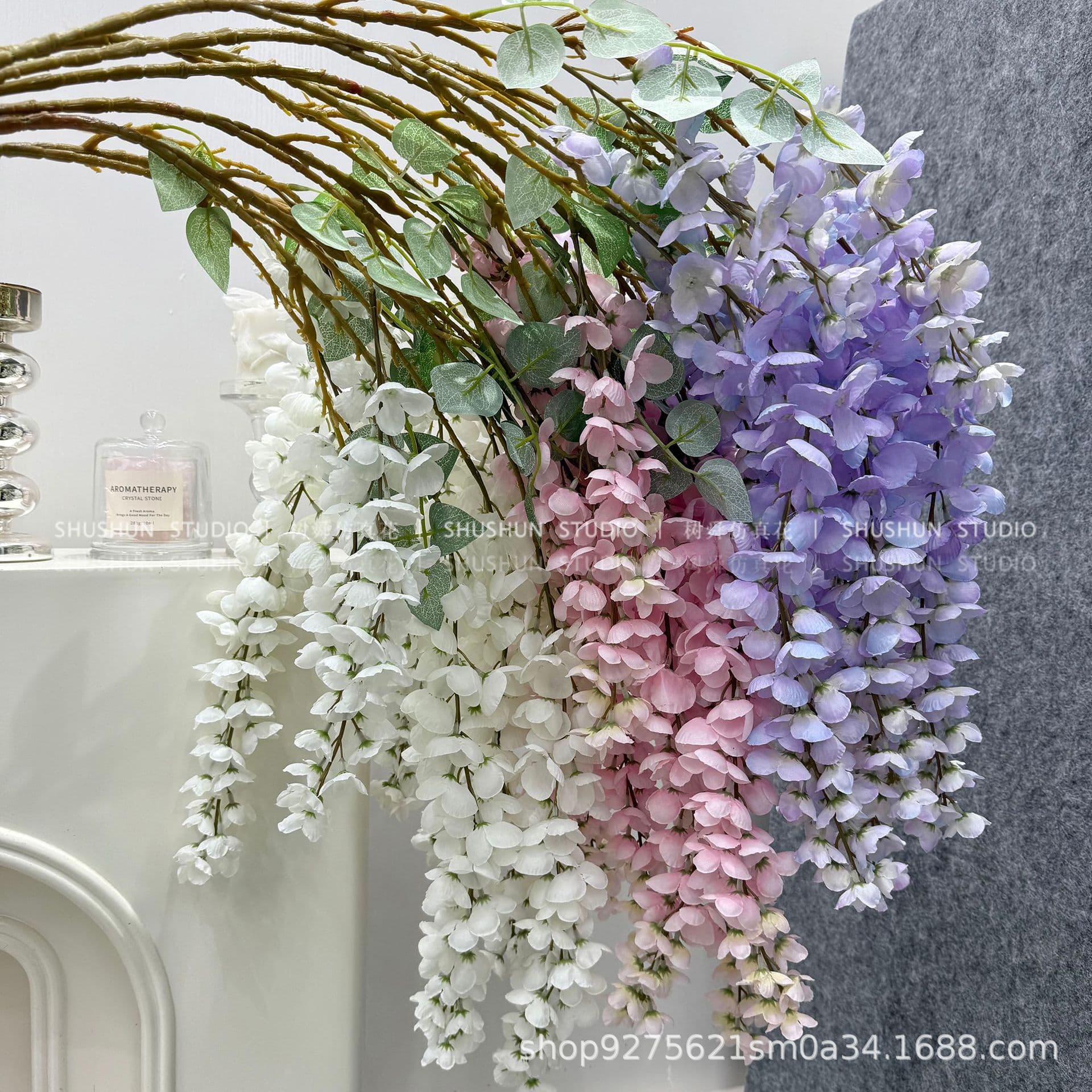 Artificial Cassia Golden Shower Tree Giant Wisteria Long Branch Plastic Fake Silk Flowers Indoor Living Room Hanging Vine Photography Decoration