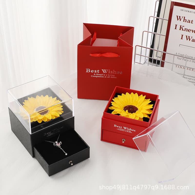 Cross-border e-commerce, popular Amazon products from Europe and America: Sunflower gift box necklace ring jewelry box Valentine's Day gift box