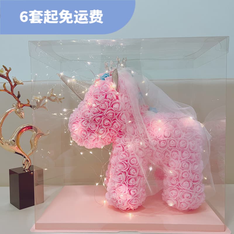 Eternal Flower Unicorn Christmas Valentine's Day Birthday Gift Rose Flower Crown Veil Large Unicorn Manufacturer