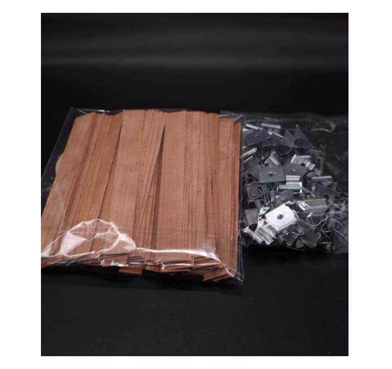 100 Pieces Wooden Candle Wicks Wood Candle Sticks + Clips Wood Splints Soy Wax Candle Making Wooden Splints