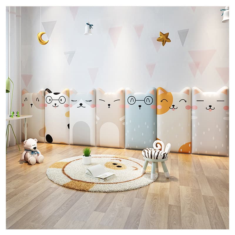 Bed Headboard Soft Padding Self-Adhesive, Children's Room Anti-Collision Wall Sticker, Tatami Wall Guard 3D Thickened Cartoon Decorative Panel Pad
