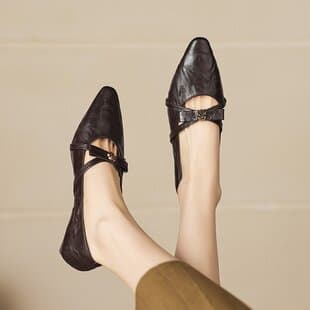 2026 New Comfortable Fashion Slip-On Low Heel Mary Jane Shoes Pointed Toe Flat Shoes Chunky Heel Shallow Mouth Soft Sole Flats