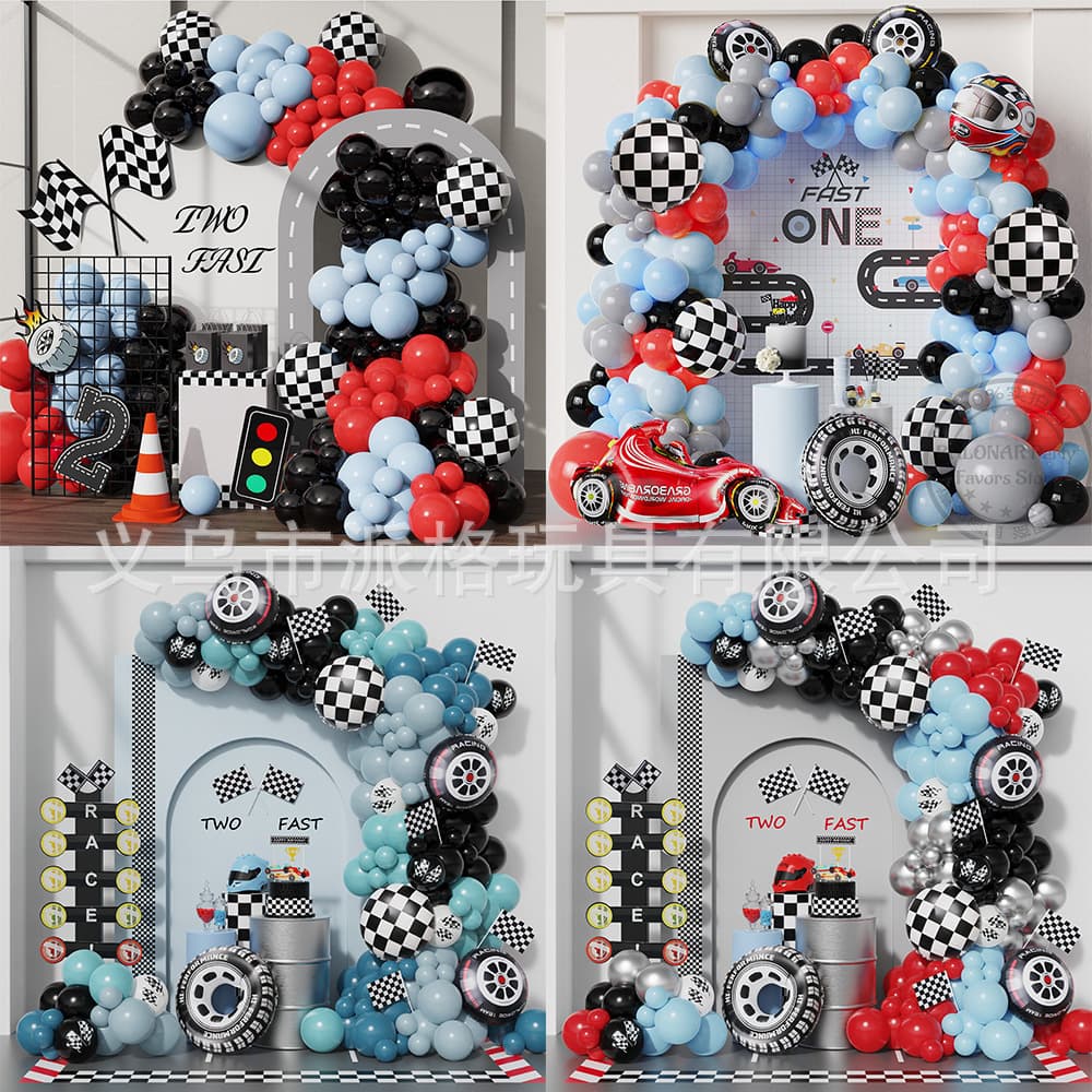Cross-border racing balloon birthday theme party decoration Maca balloon red and blue racing balloon arch arrangement decoration