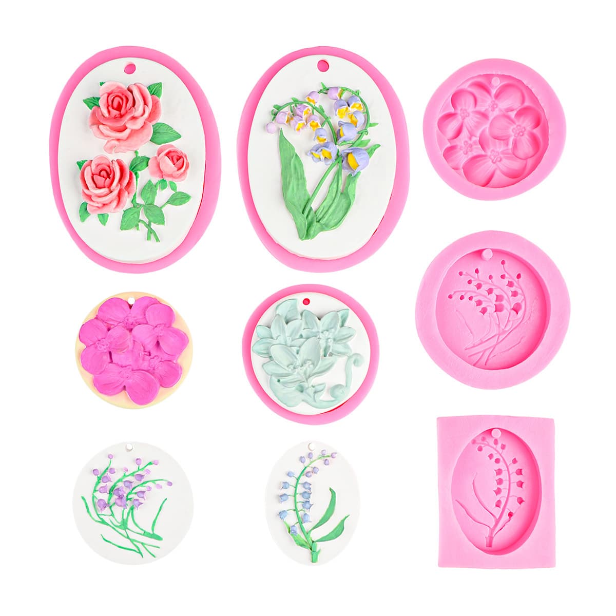 Tulip rose flower orchid hanging tag series silicone mold resin drip mold flower shape plaster mold