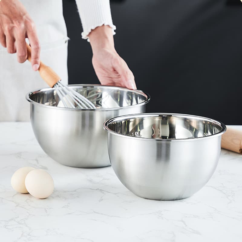 Food-Grade Stainless Steel Whipping Bowl - Baking/Dough/Fruit-Vegetable Storage Multipurpose Salad/Mixing/Preparation Basin