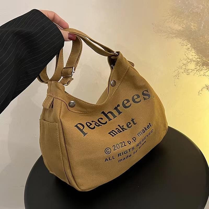 Wide Strap Canvas Large Bag Women's Casual Stylish Tote Bag High Capacity Single Shoulder Crossbody