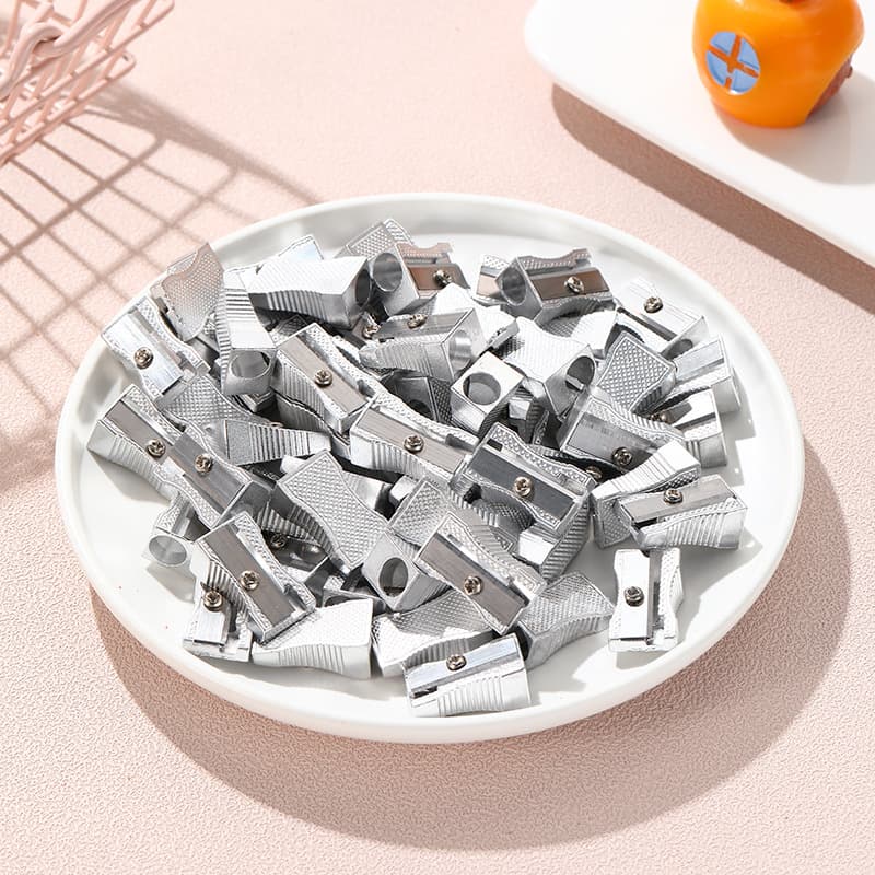 Aluminum Alloy Small Square Pencil Sharpener Single Hole Mini Portable Bevel Pencil Sharpener for Students Wholesale