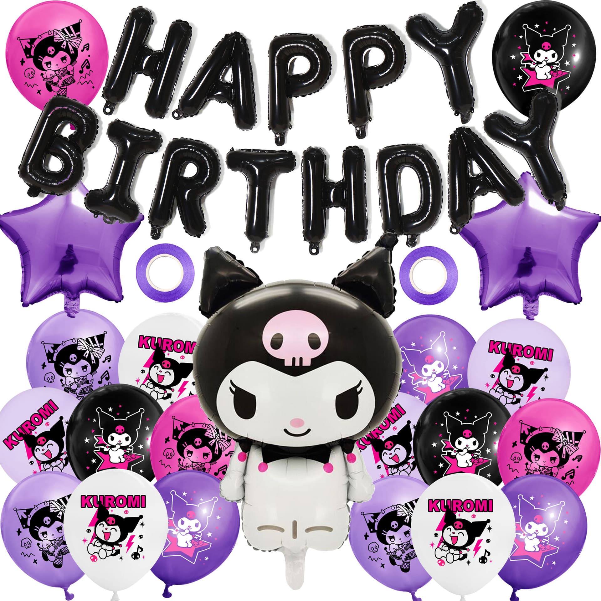 Kuromi fantasy magic balloon children's cartoon happy birthday birthday decoration combination