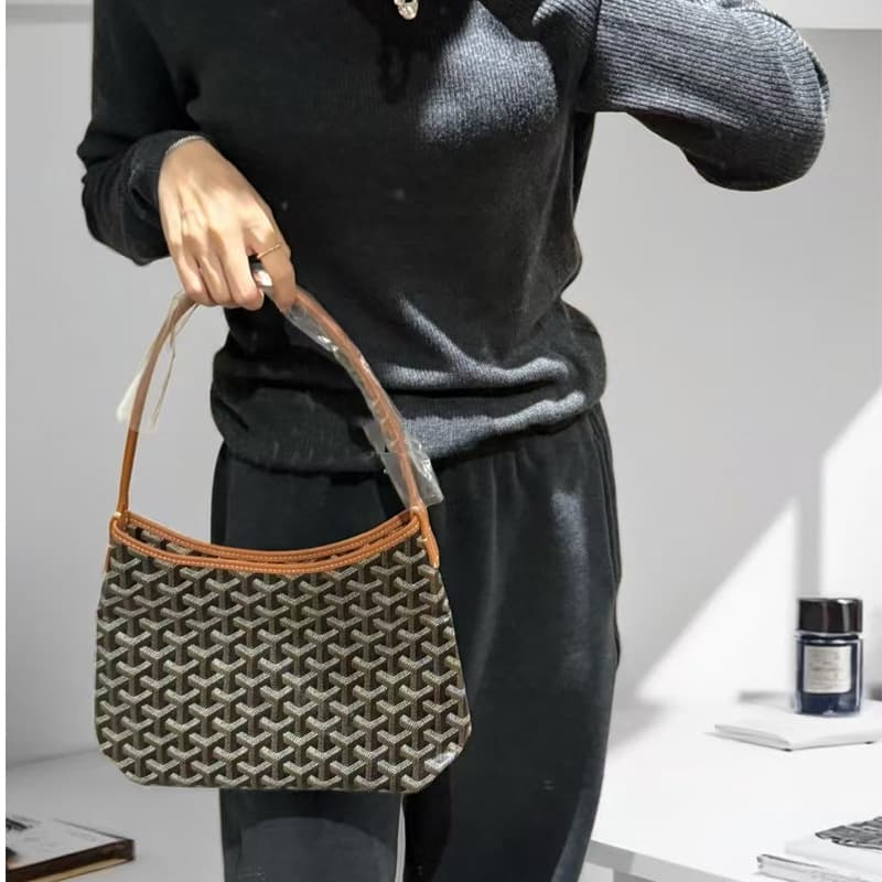 Crossbody Mini Hobo Bag with Dogtooth Print, High-End Version, Single Shoulder Mini Tote with Matching Pouch