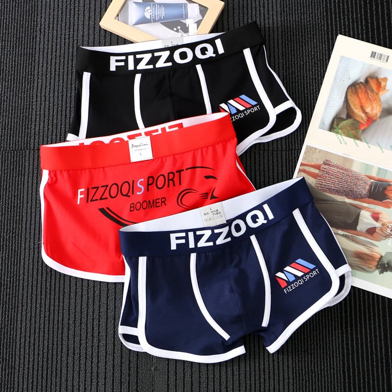 New Men's Cotton Boxer Briefs, Youth Student Underwear, Breathable, Moisture-Wicking, Sexy, Stylish 4-Point Boxers