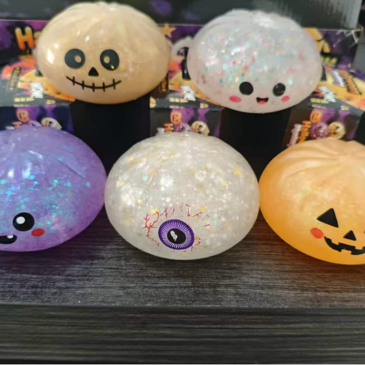 Halloween ghost pinch fun, cross-border maltose squeeze and vent toys, ready-made grab and decompression gift box set