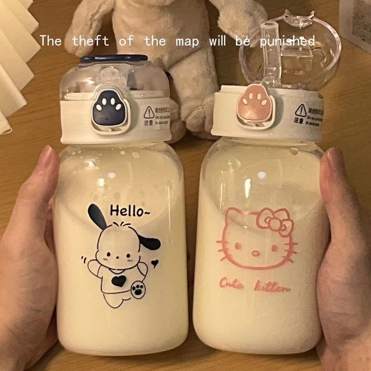 Cat Paw Plastic Cup with Straw, Simple Summer Cute Design for Female Students, High Aesthetic Value Water Cup, Children's Cartoon Style Cup