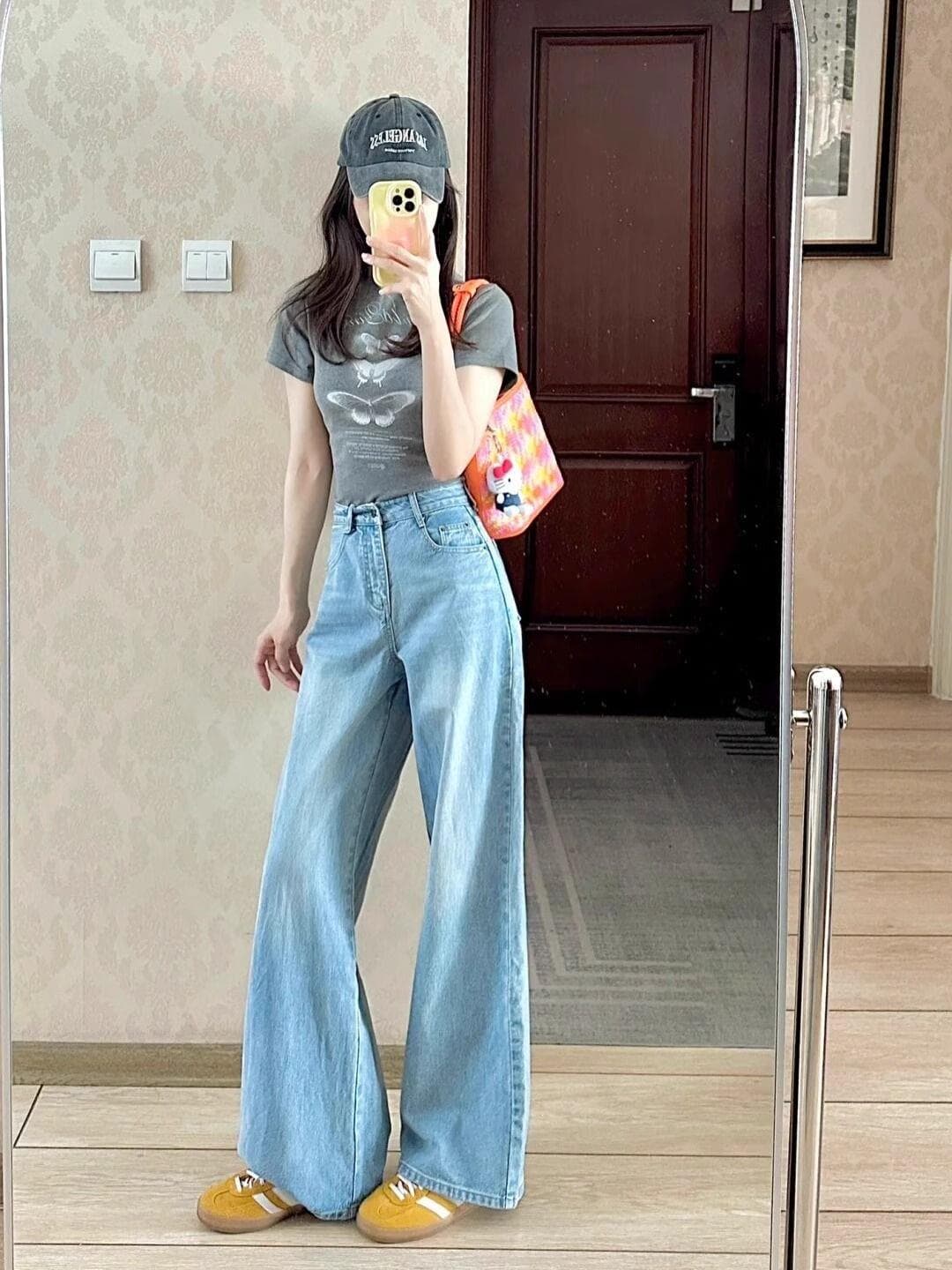 Light Blue High Waist Jeans Women's Thin Section 2026 New Summer Pear Shape Body Straight Wide Leg Floor-Mopping Pants