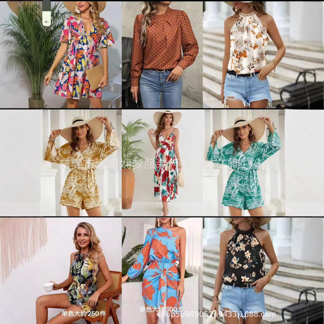 Amazon Cross-Border European and American Fashion Women's Clothing Assorted Printed Fast Fashion Brand Tops and Dresses Emery Rose