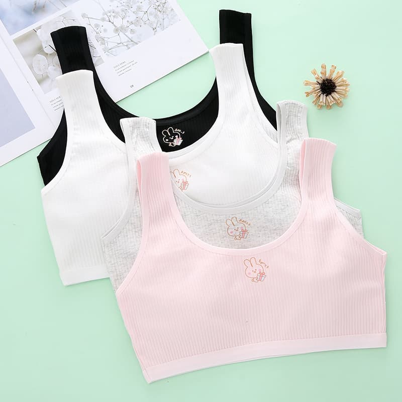 Girls' Cotton Training Bra for Puberty, 12-Year-Old Teenager First Stage Cami Vest, 13-Year-Old Kids' Bra