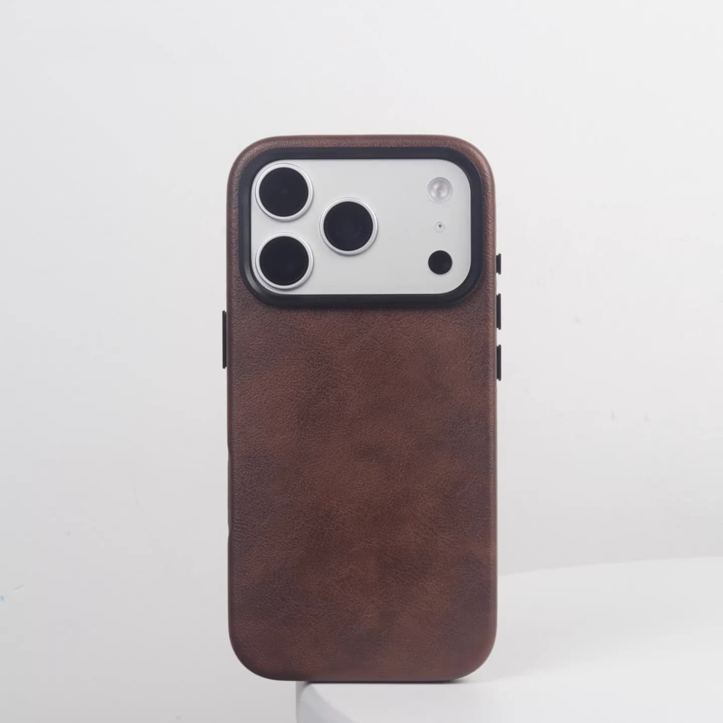 Vintage Crazy Horse Leather Case for iPhone 17 with AI Button, Magnetic Apple 16 ProMax Business Protective Cover