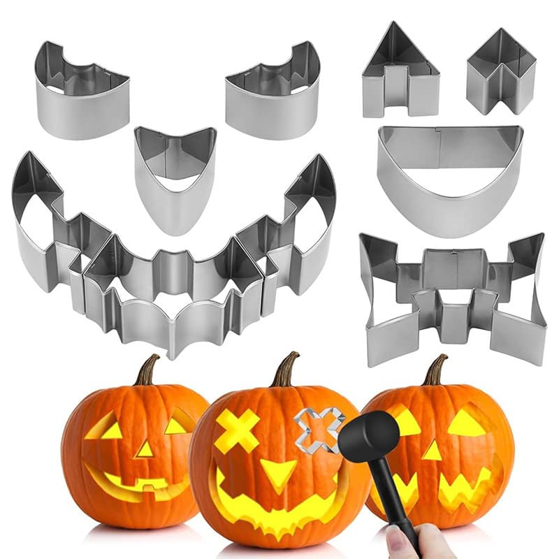 Halloween Pumpkin Carving Kit Stainless Steel Cookie Cutters Baking Tools DIY Jack-o'-Lantern Carving Tool Knife