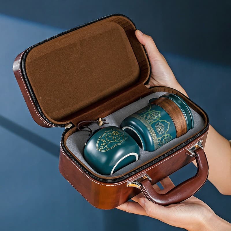 National Trend Travel Tea Set - Portable Quick Cup with One Pot and Three Cups, Practical Corporate Business Gift