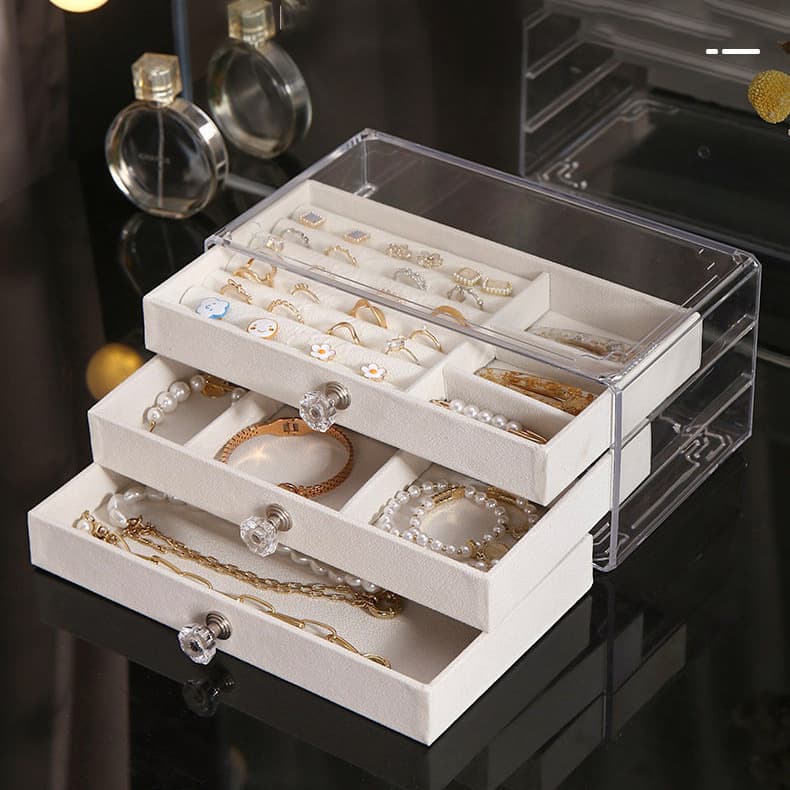 Three-Layer Acrylic Jewelry Box for Earrings, Rings, Necklaces – Jewelry Packaging Gift Box, Acrylic Jewelry Box