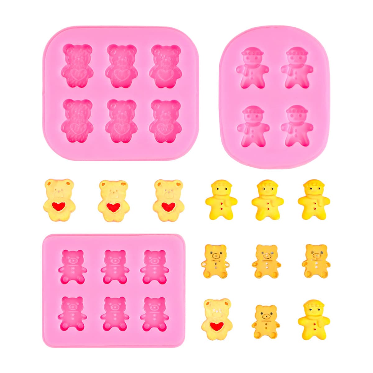 Gingerbread Bear Cartoon Silicone Mold DIY Cake Decoration Glue Chocolate Fondant Kneading Silicone Mold