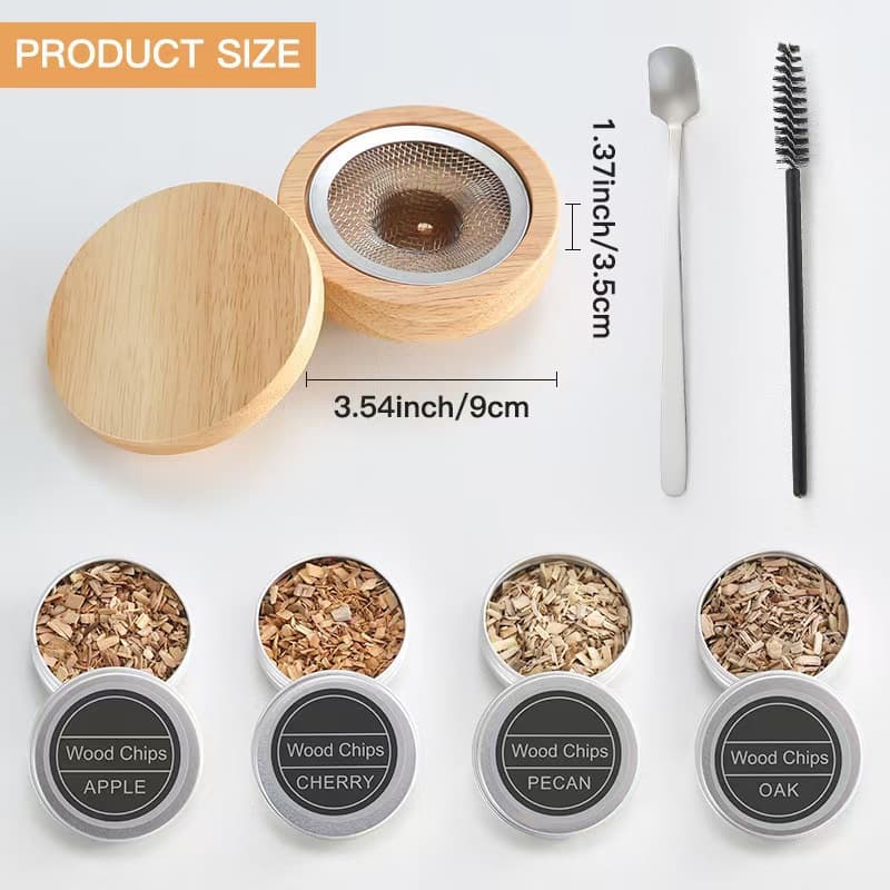 Wooden Smoking Box Solid Wood Cocktail Smoker Set Smoke Cover Filter Bar Cocktail Smoking Wood Lid Tool