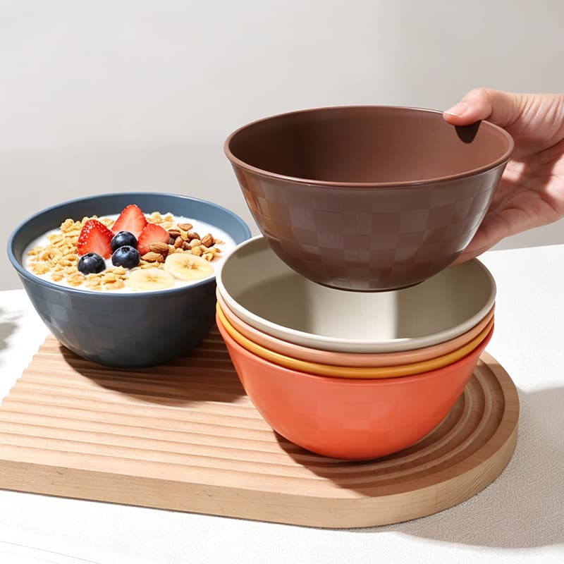 Creative High-Quality PP Plastic Round Noodle Bowl, Camping Drop-Resistant Salad Bowl, Large Capacity Rice and Soup Bowl
