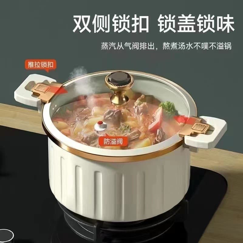 New Micro-Pressure Pot Household Large Capacity Roman Pot Multi-Functional Non-Stick Universal Double-Ear Soup Pot Enamel Pot