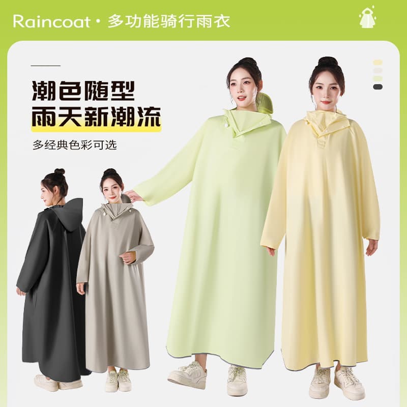Electric Vehicle Raincoat, One-Piece Full Body, Thickened and Extended, Adult Scooter Raincoat with Sleeves, Full Body Heavy Rain Poncho