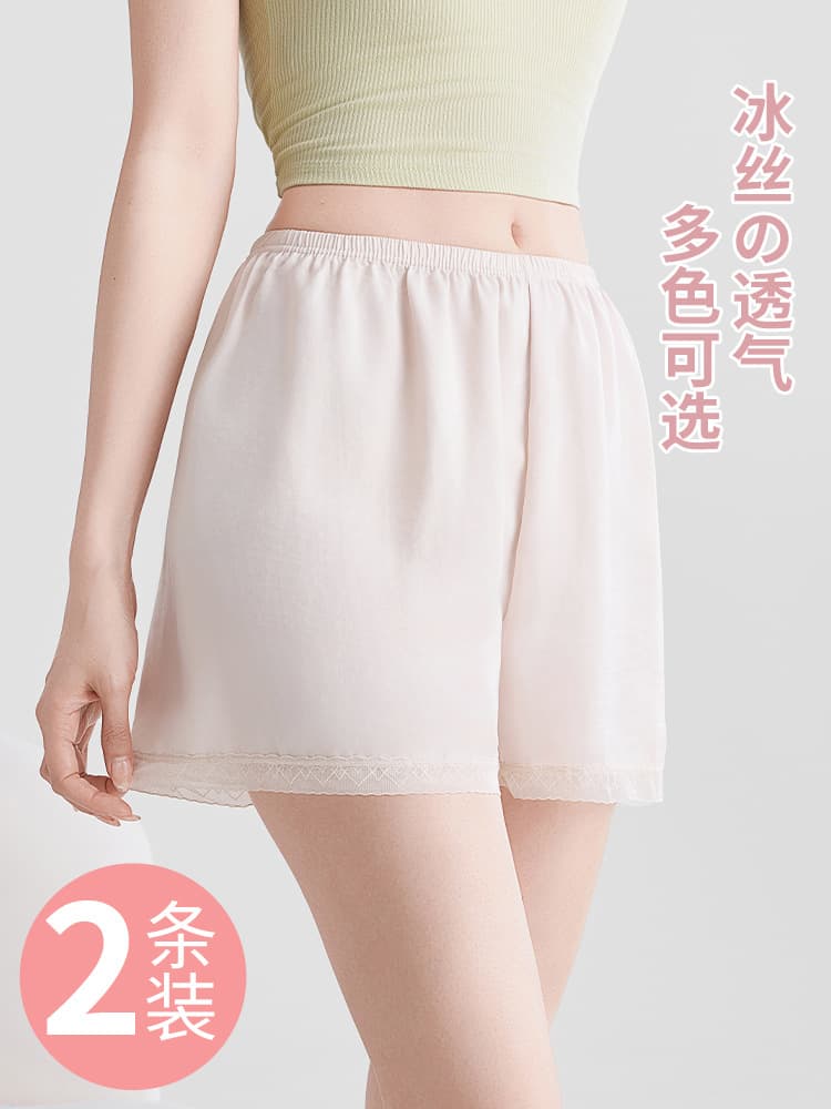 Bottoming exposed safety pants for women in summer thin loose non-curled ice silk three-point safety shorts that can be worn inside and outside