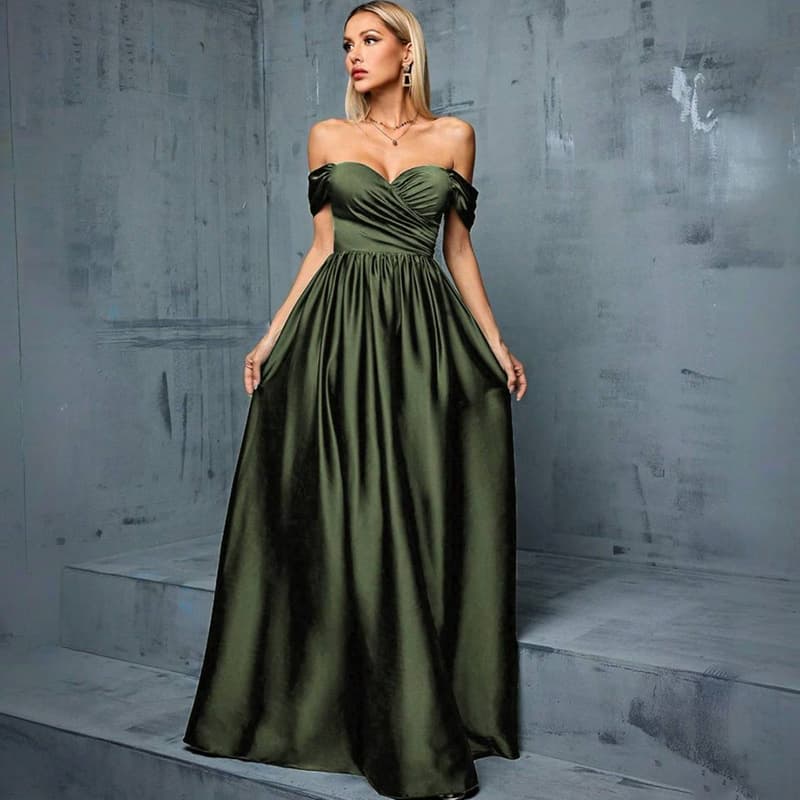 Source factory women's strapless dress party slim fit floor-length evening gown