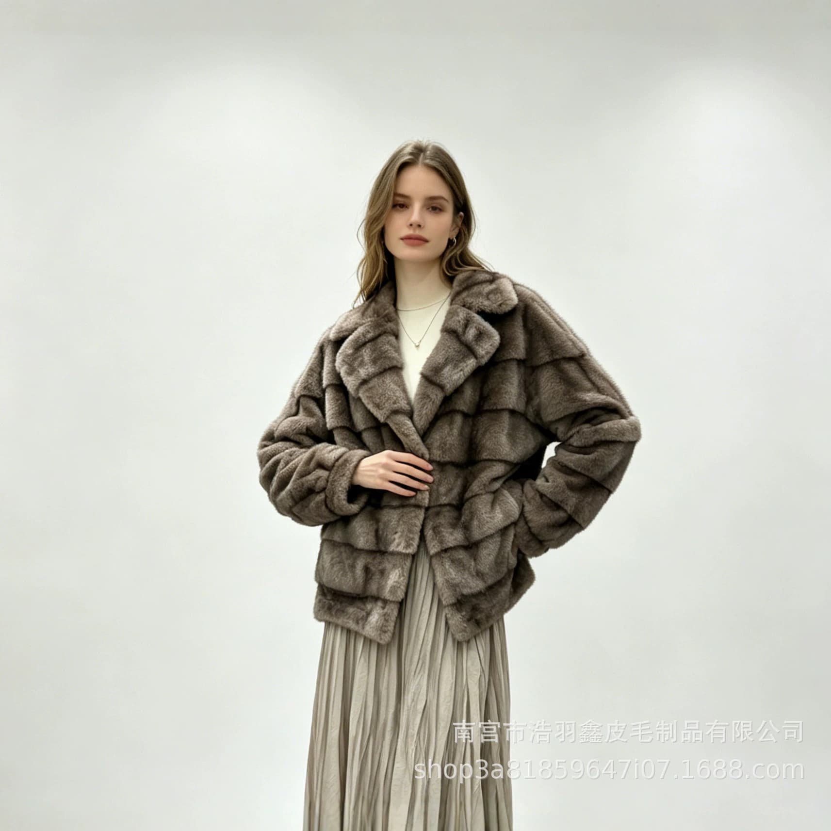 Cross-Border Winter New Milk Apricot High-End Eco-Friendly Faux Fur Mink Coat Women's Long Fur Coat
