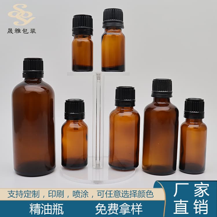 Factory Supply 5ml-100ml Graduated Essential Oil Bottle, Amber Glass Dropper Bottle, Brown Dropper Bottle, Light-Proof