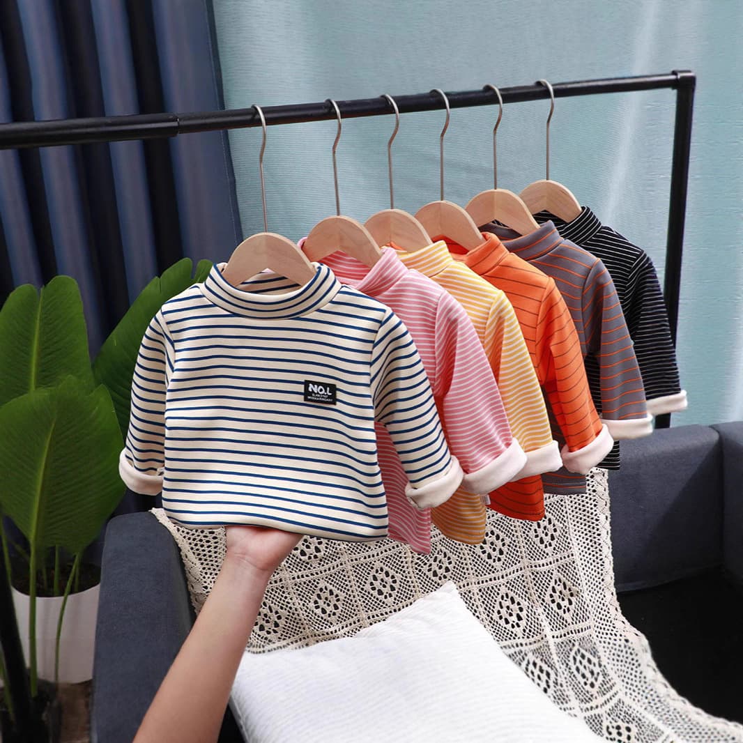 Children's Autumn Winter Thermal Underwear for Toddlers and Kids, Boys and Girls, Fleece-Lined Thick Top