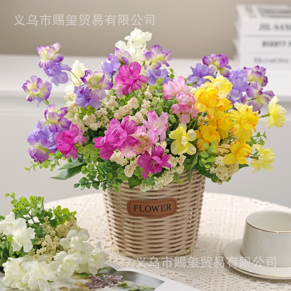 Artificial flower 6-head tea bud bunch, artificial flower living room decoration ornaments, Nordic ins home decoration table flower wholesale
