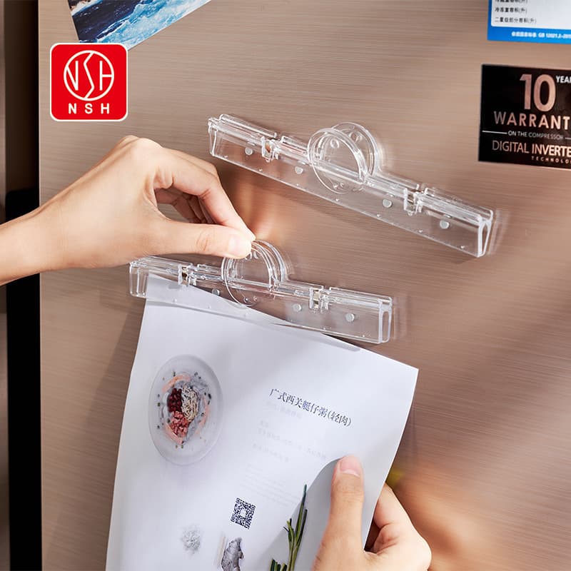 Nsh6049 File Bill Clip with Magnetic Function, Transparent Folder Menu Clip, Office Supplies Storage Clip