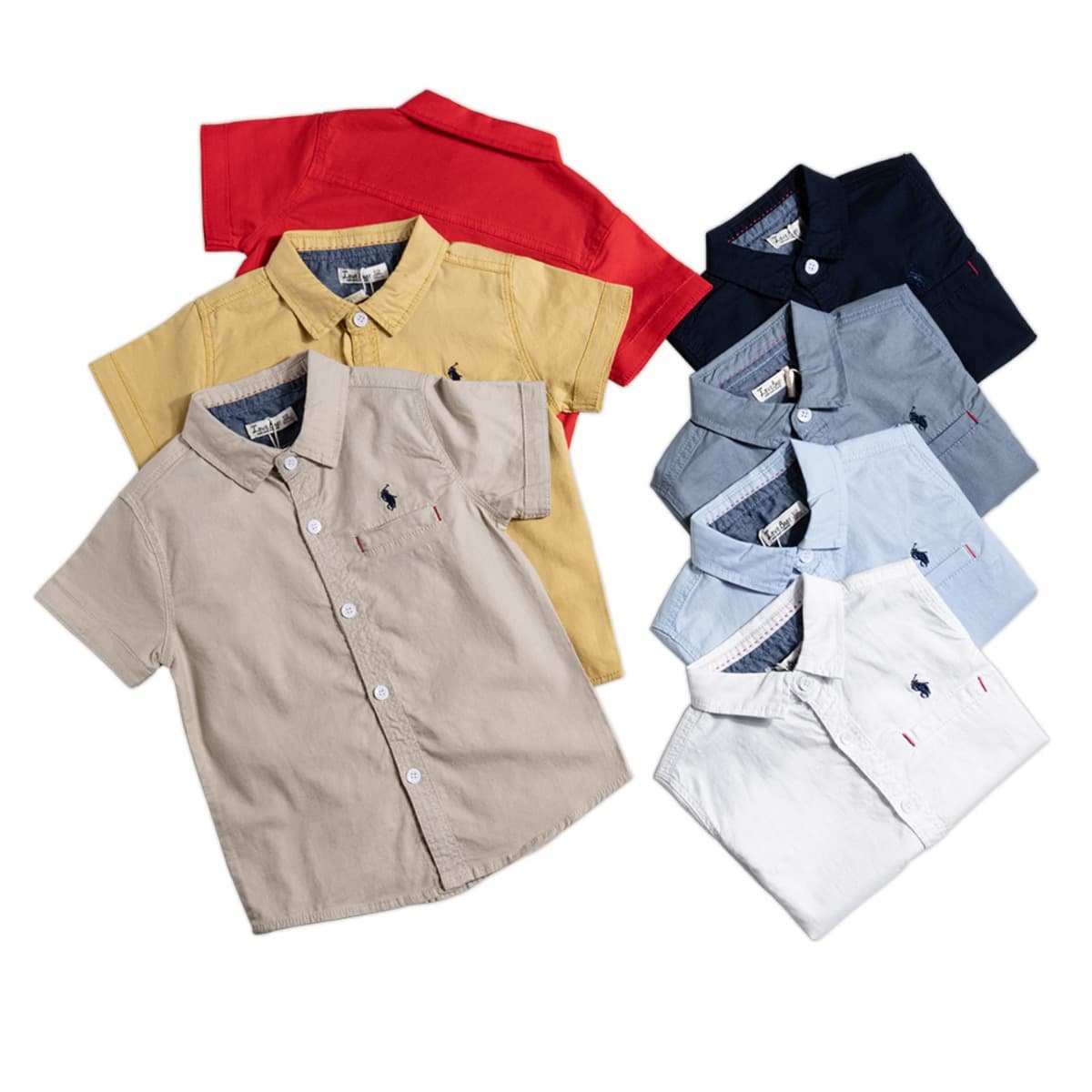 HC Pure Cotton Children's Shirt, Fashionable Soft Casual Short Sleeve Shirt for Boys, Wholesale