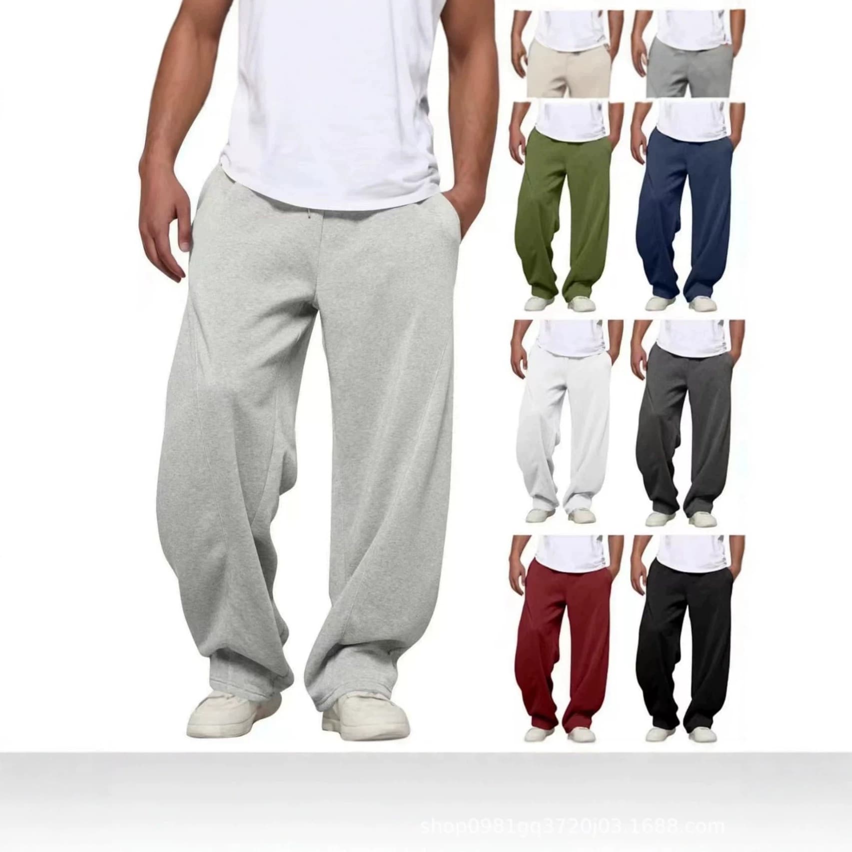 2026 cross-border new casual suits European and American fashion fitness camping essential big-footed wide-leg pants plus velvet wholesale