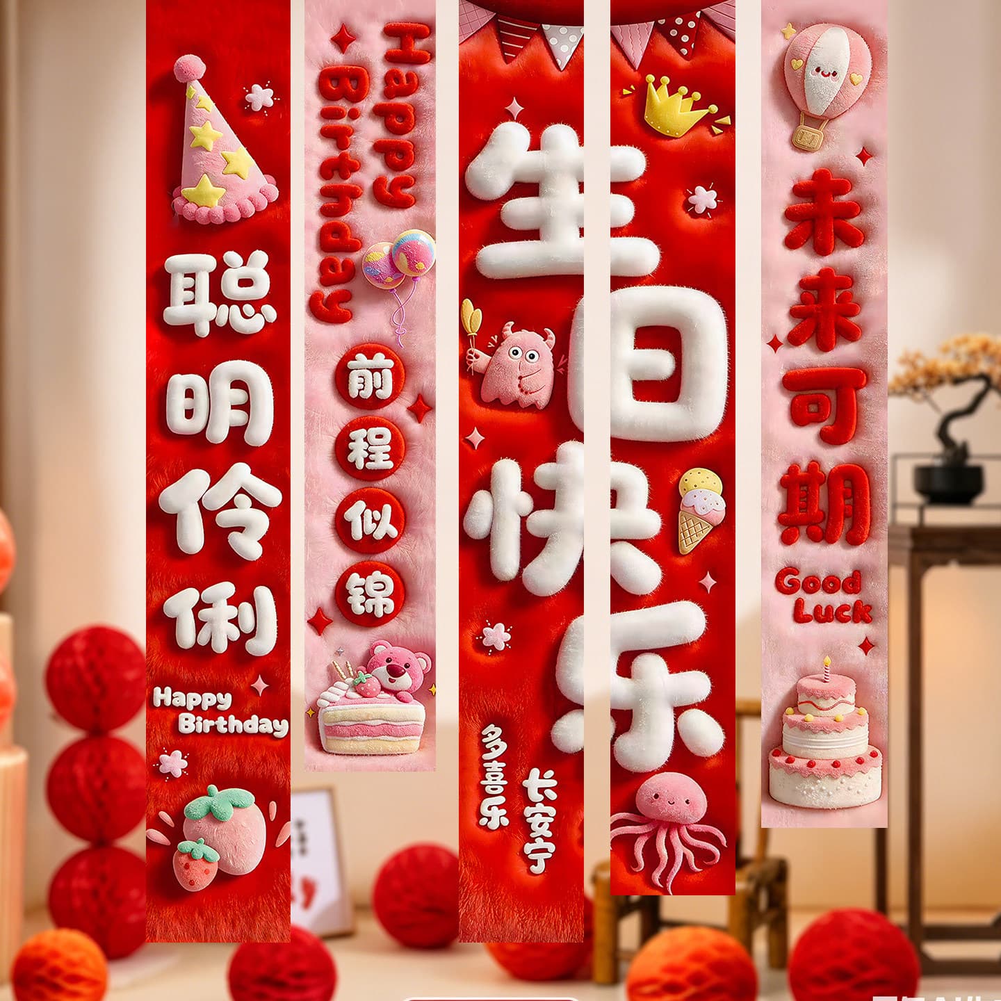 First Birthday Background Cloth, Boy Girl Atmosphere Photo Props, One-Year-Old Baby Full Moon Party Decoration Banner Hanging Cloth