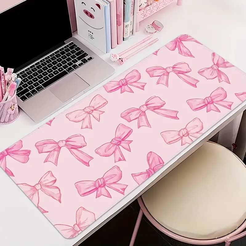 Japanese and Korean style pink bow table mat diatom mud anti-slip anti-slip keyboard mouse pad home study table mat ready in stock