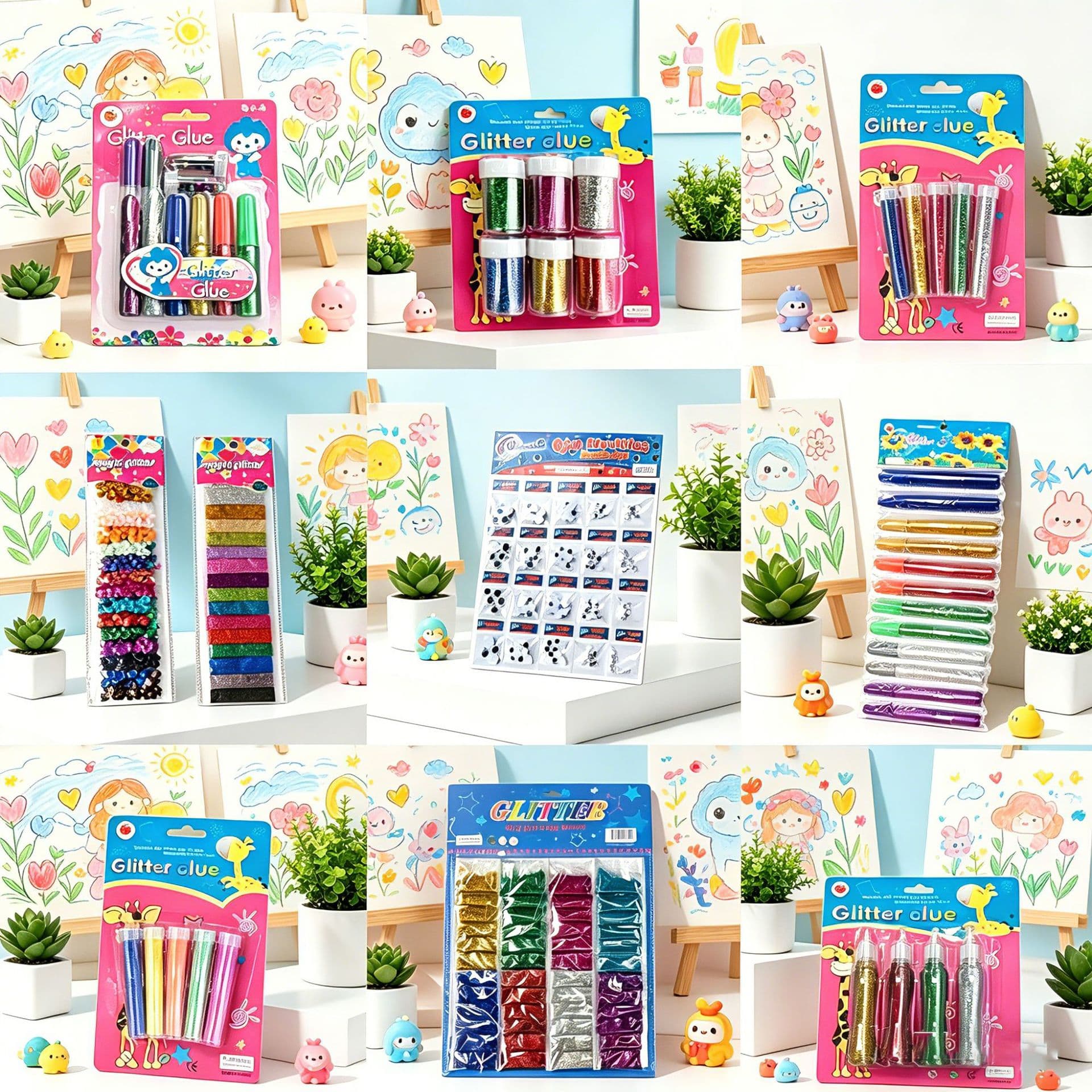 Children's Glitter Glue Set Colorful Sequins DIY Handmade Materials Kindergarten Creative Painting Art Tools