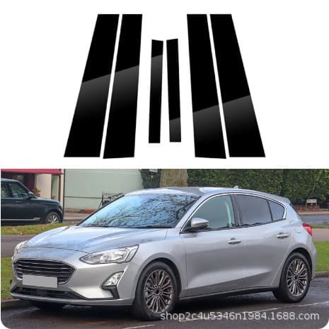 Compatible with Ford 2006-2023 Focus/Active Window Trim Door Frame Gloss Black Center Pillar Sticker
