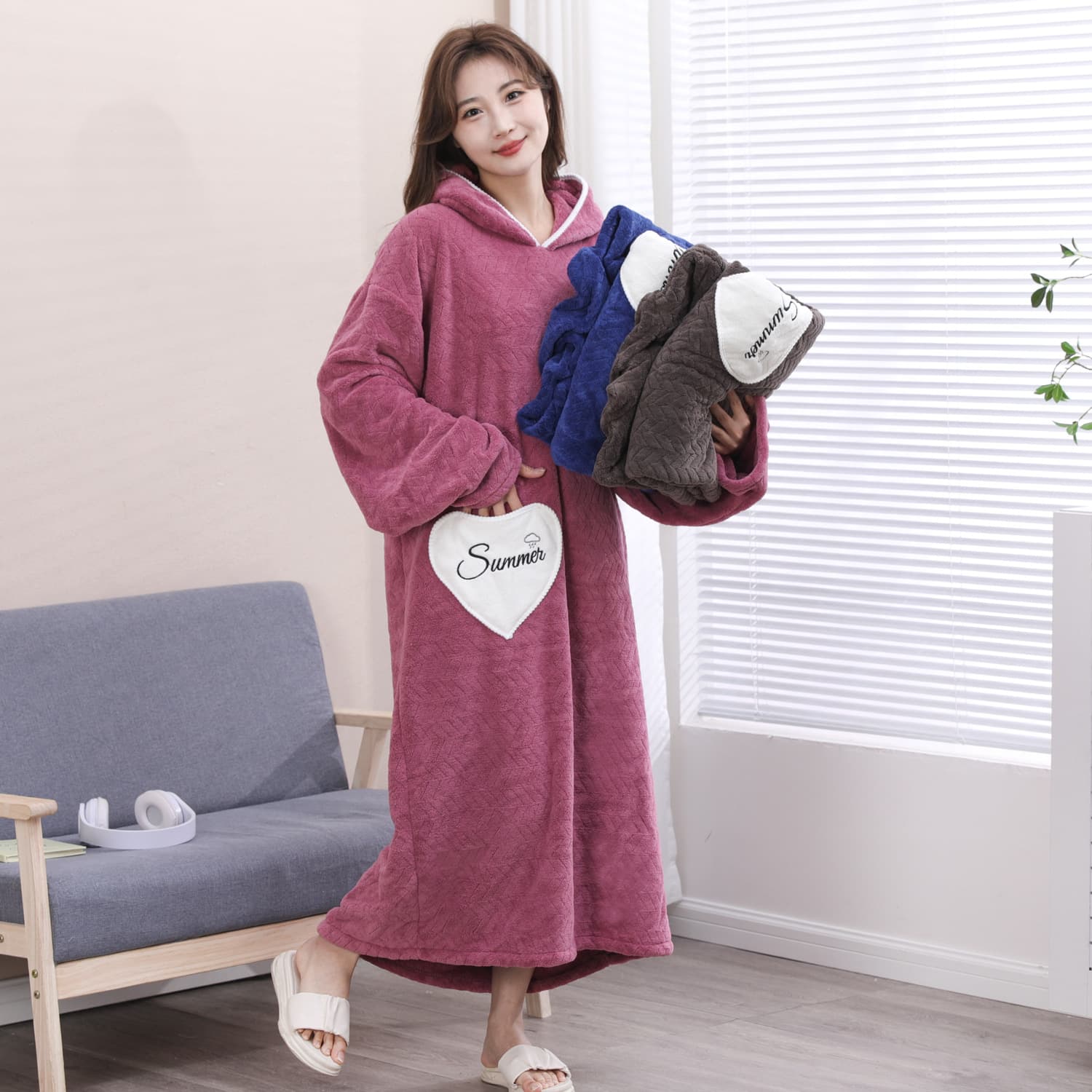 Coral Fleece Bathrobe Class A Home Hotel Spa Pajamas Loungewear Absorbent Quick-Dry Non-Shedding Bath Wrap Couples