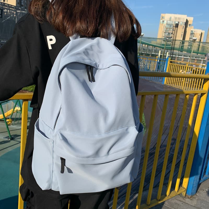 Korean version of the new campus backpack Japanese style ins solid color backpack large capacity backpack middle school student casual school bag