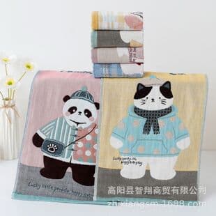 Zhiyang Cute Cat Creative Gauze Children's Towel Baby Small Face Towel Kindergarten Souvenir Children's Towel Wholesale