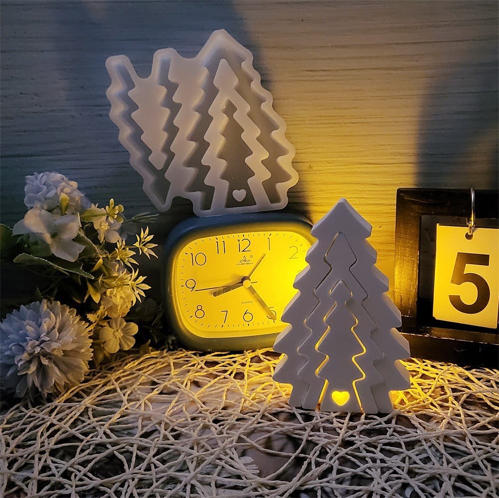 S0878 Christmas Tree Set Decorative Cement Plaster Mold DIY Silicone Mold